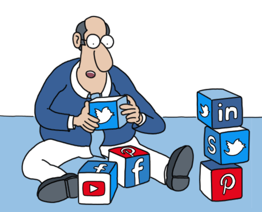 social media man leert met blokken