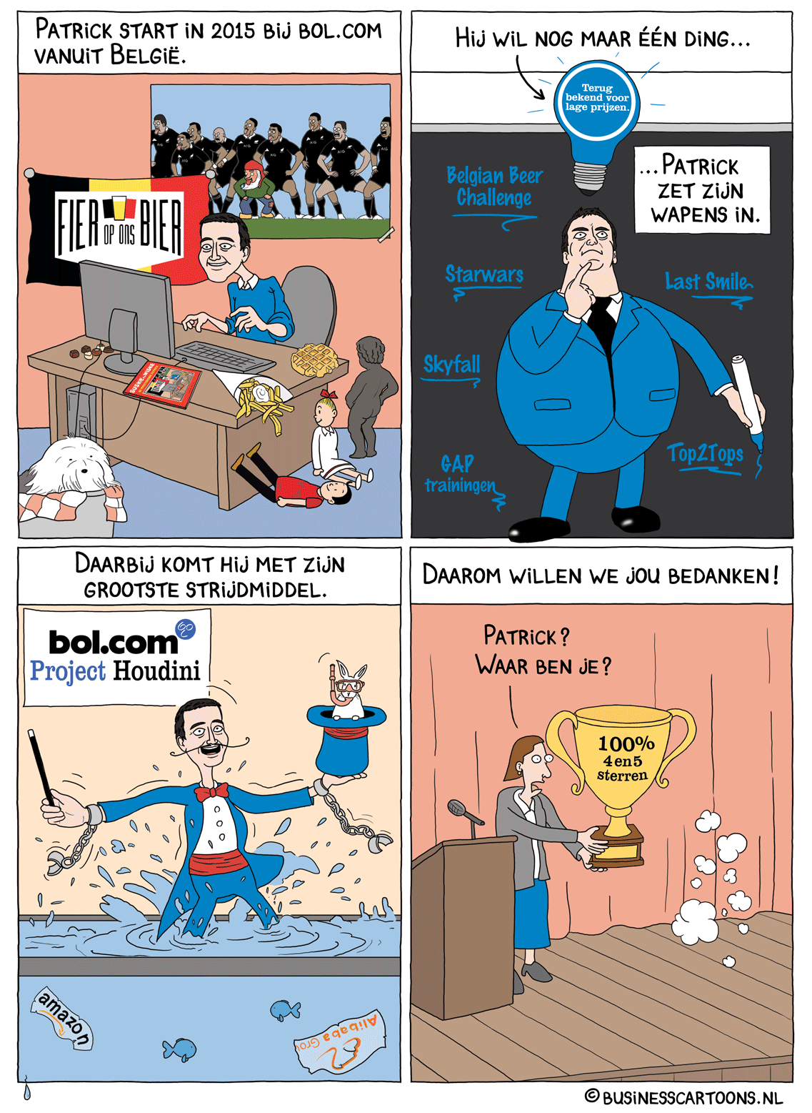 werknemer wordt in 4 kaders bedankt voor zijn diensten